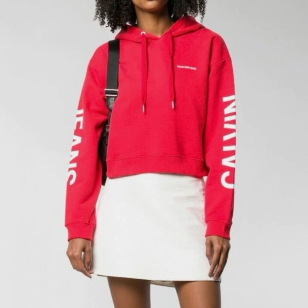 Calvin Klein Jeans Red Logo-Print Hoodie